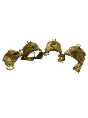 Vintage India Exotics Set of 4 Handcrafted Brass Saddle Christmas Ornaments